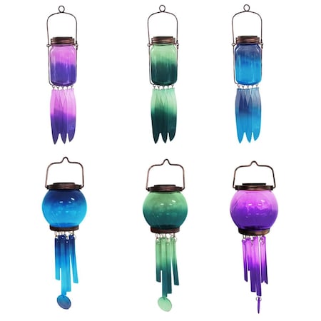 Campanas Y Silbatos 17 in. Assorted Glass Solar Ball & Jar Wind Chime Case -24PK CA2189459